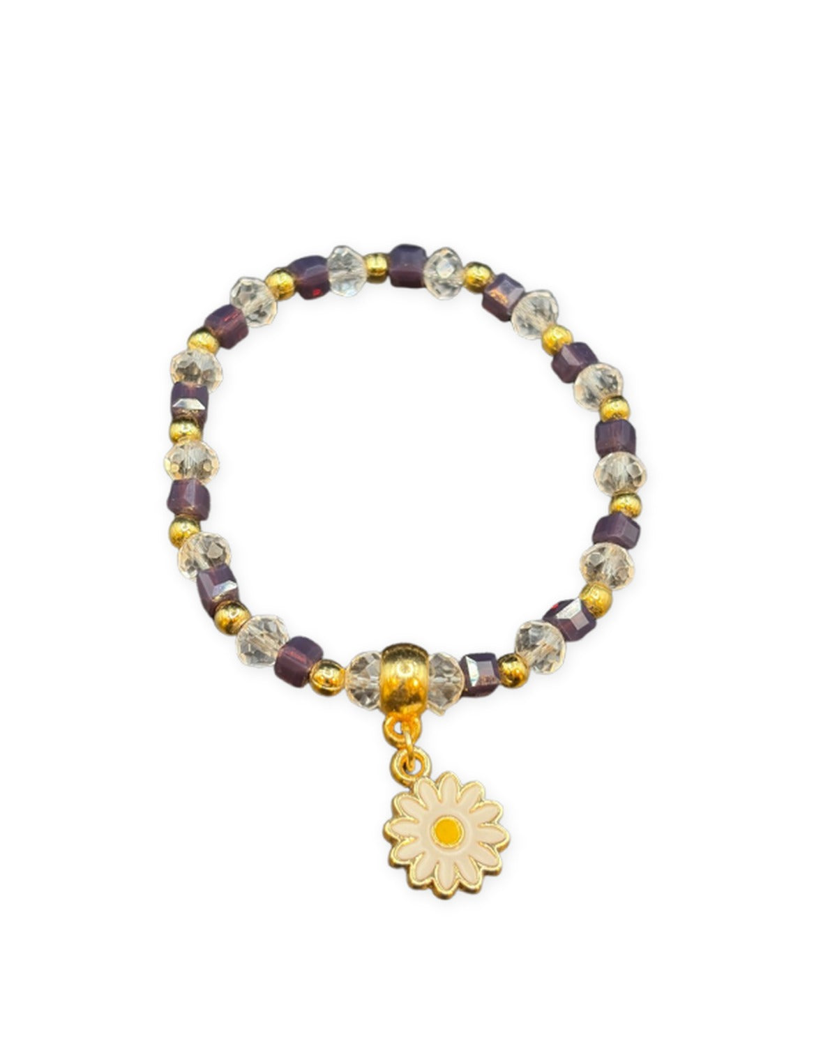 Daisy Charm Crystal Bracelet — Purple