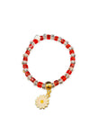 Daisy Charm Crystal Bracelet — Red